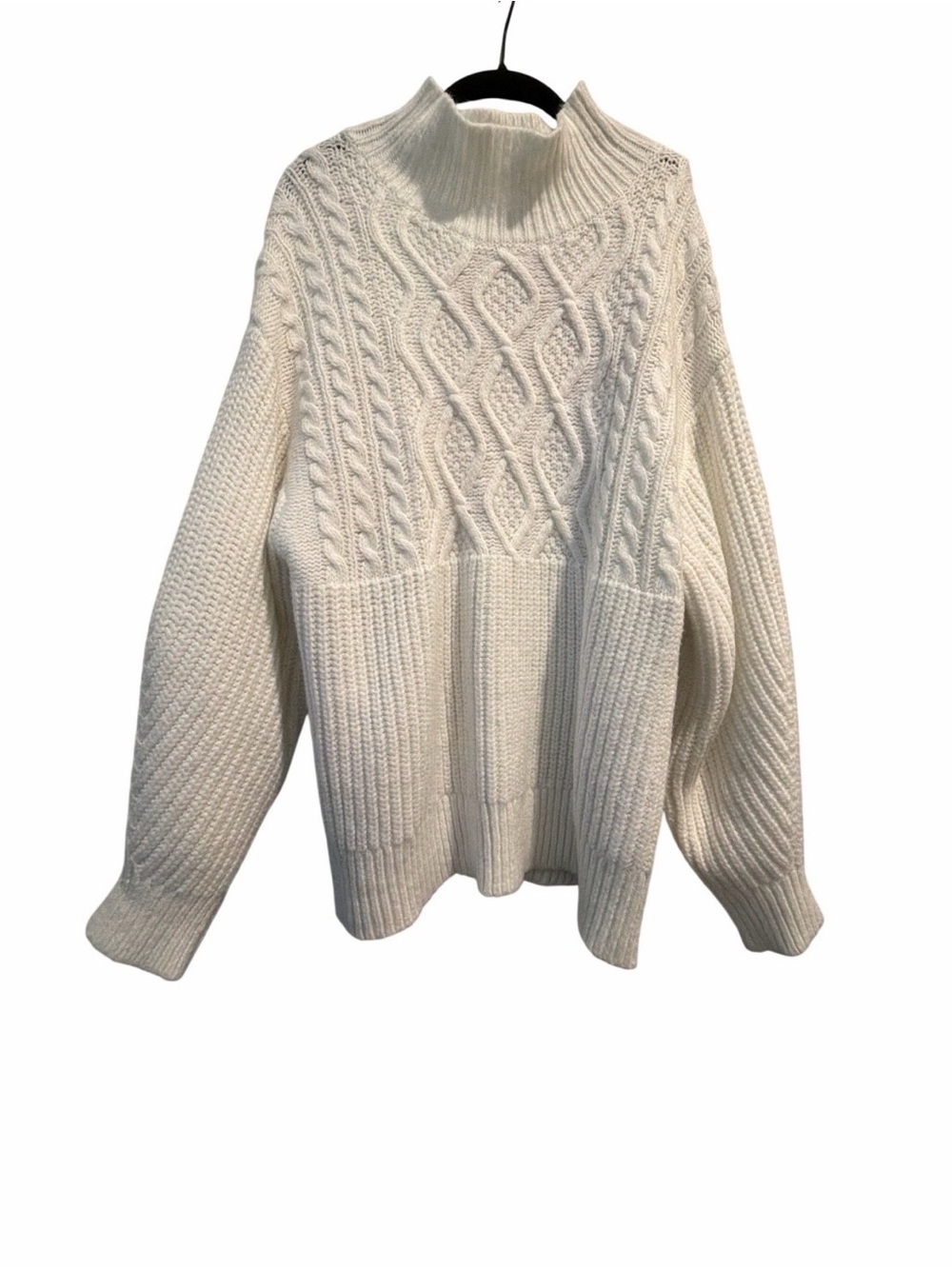 NWOT Cozy Cable-Knit Mock Neck Sweater - Cream